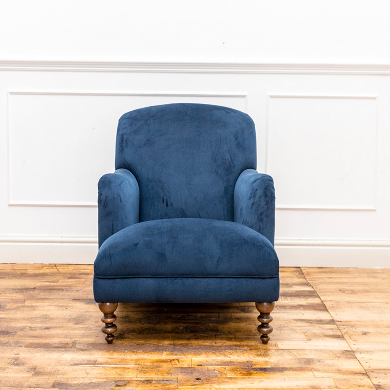 Bespoke Blue Velvet Arm Chair Den Living