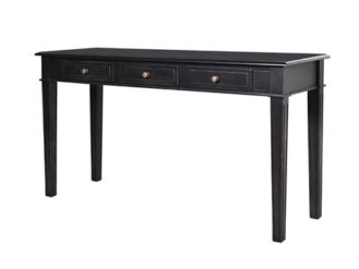 The Black Fayence 3 Drawer Hall Table is a great addition to any office setting. This piece exudes a sleek yet subtle design.