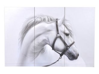This beautiful White Horse Triple Picture is sure to brighten up any living room setting. Product Information: Dimensions: H: 1200mm W: 1800mm