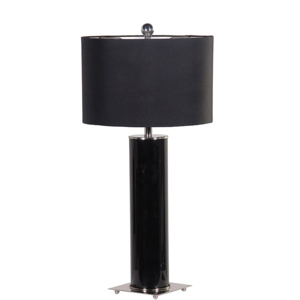 See this Black Cylinder Glass Lamp with Black Shade in your homes lighting collection?This piece has a sleek design which fits almost any interior setting.