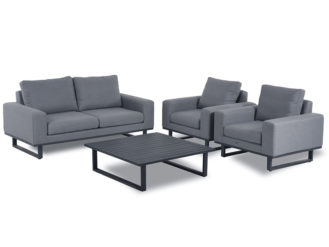 See the Ethos Sofa Set in your outdoor furniture collection?The range offers a uniquely design, with bold lines and thick armrests for supreme comfort.