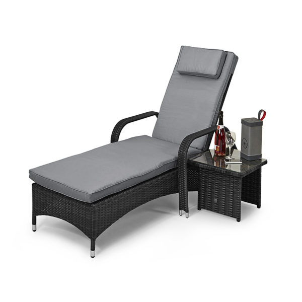 The Florida Sunlounger is a staple favourite for the summer months with its slight arch, side table, and adjustable back.