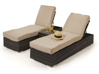 The Orlando Sunlounger Set is ideally perfect for enjoying lazy afternoons in the sun. With its generously filled cushions and matching drinks table,