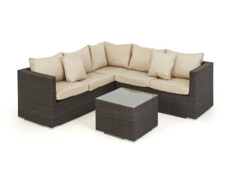 See the Porto Corner Group with Ice Bucket in your outdoor furniture collection? The corner sofa group is complete with our glass-topped coffee table.