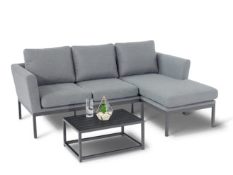 The Pulse has become a highly popular set With a footstool that can sit on either side of the sofa this piece can easily be placed in any outdoor setting.