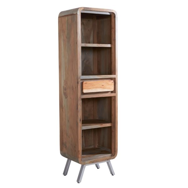 See this Aspen Narrow Bookcase in your home? this range brings a new dimension to furniture by combining solid hardwood with reclaimed metal.