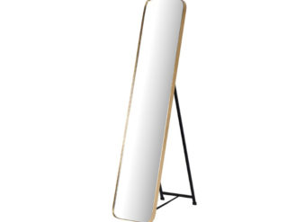 See this Gold Framed Tall Mirror in your homes furniture collection?The piece exudes a clean and elegant design with its Gold Frame and large stand.