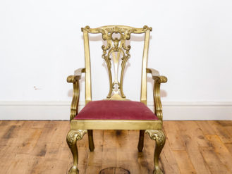 See this Bespoke Gold Finished Dining Chair in your home? This piece is the perfect addition to any seating collection with it's clean bespoke design.