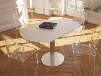The Luna dining table has two extensions which are hidden beneath the surface which transform the piece in to a magnificent 135cm diameter piece.