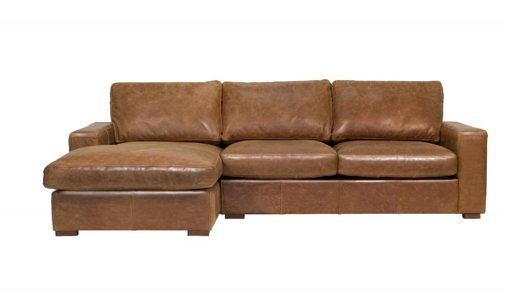 Maximus 4 Seater Corner Sofa, Leather Couch With Chaise Lounge