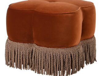 Velvet Fringed Burnt Orange Monroe Footstool/Stool