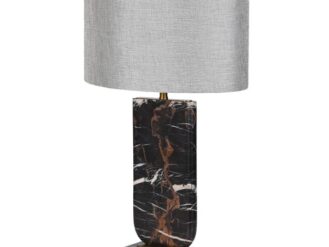 Sienna Black Marble Table Lamp with linen shade
