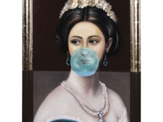 Regency Lady with Blue Bubble Gum framed picture
