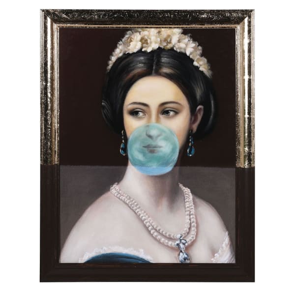 Regency Lady with Blue Bubble Gum framed picture Regency Lady with Blue Bubble Gum framed picture