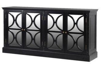 The Beaumont Black Mirrored Sideboard with four doors